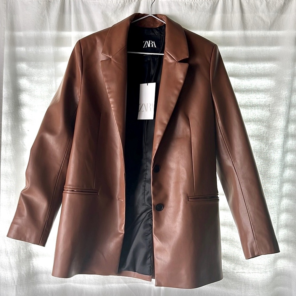 ZARA leather blazer XS